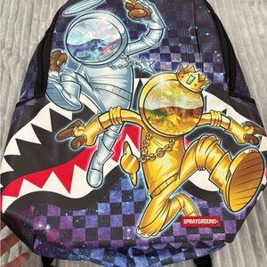 Sprayground Galactic Duo Backpack - Black, Silver, Gold